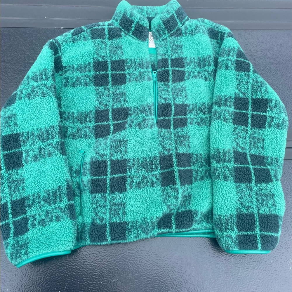 Aerie Green Fleece Hoodie Jacket